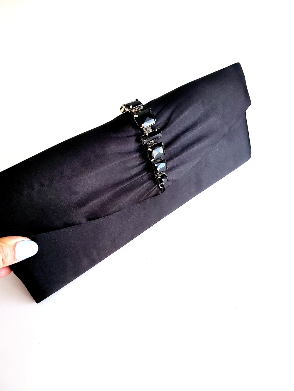 Black Evening Clutch with Gem Accent